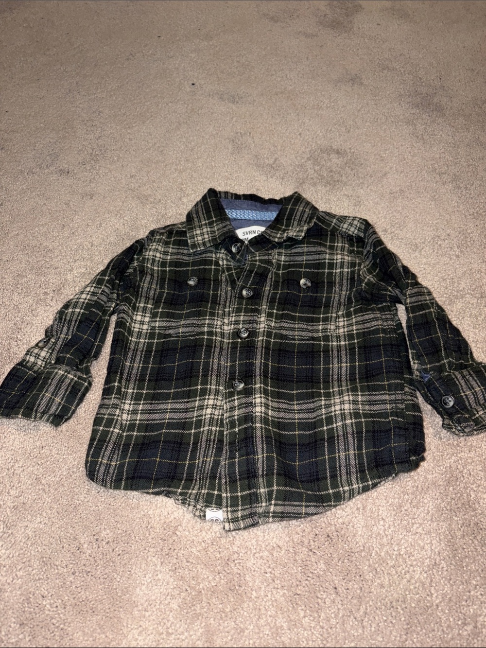 SRVN Kids Green Plaid Button-Up Shirt